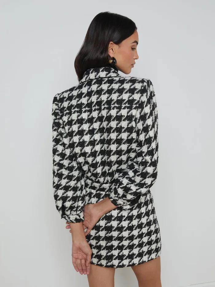 L039Agence Matching Sets Women Bridges Houndstooth Jacket Ecrublackgold Houndstooth