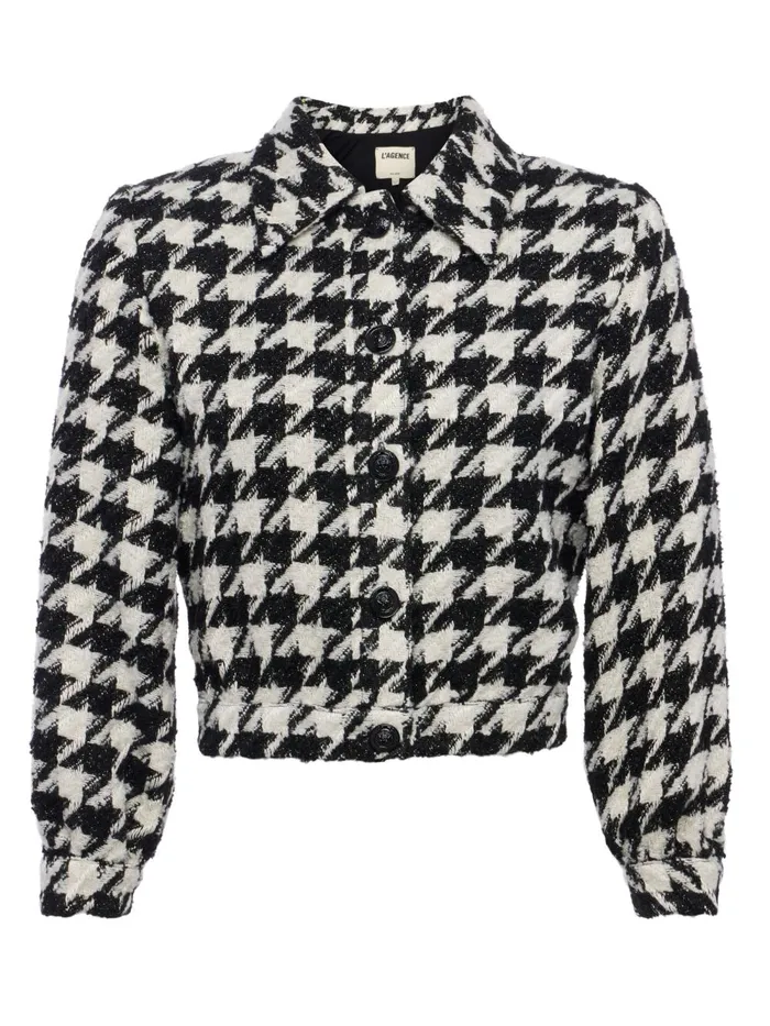 L039Agence Matching Sets Women Bridges Houndstooth Jacket Ecrublackgold Houndstooth
