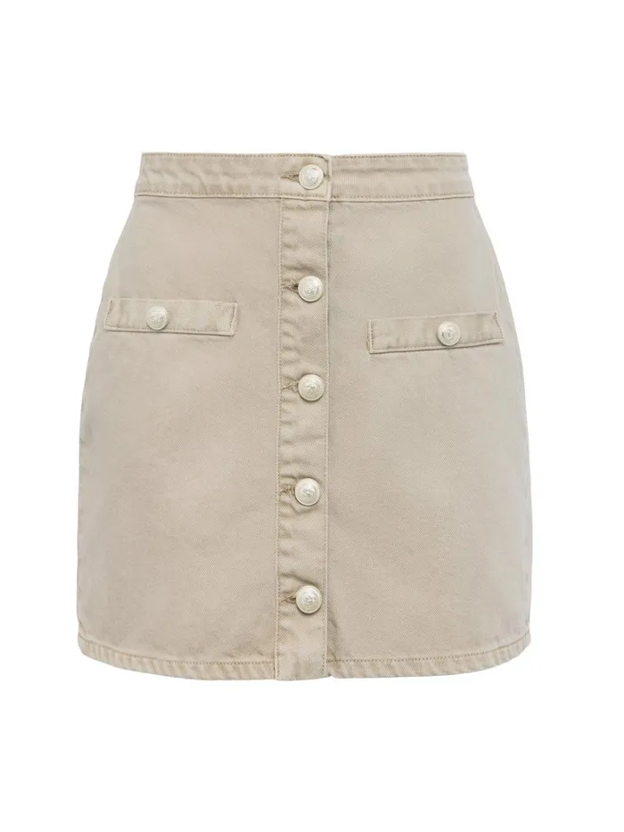 L039Agence Skirts Women Kris Denim Mini Skirt Biscuit L039Agence Skirts Women Kris Denim Mini Skirt Biscuit
