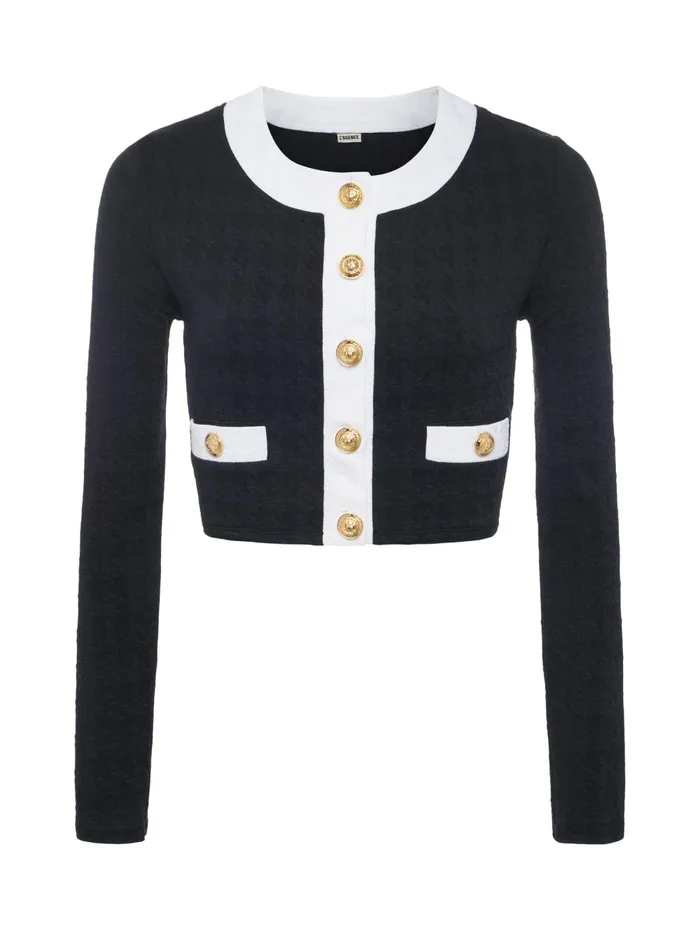 L039Agence Swimwear Women Adaline Cardigan CoverUp Blackwhite L039Agence Swimwear Women Adaline Cardigan CoverUp Blackwhite