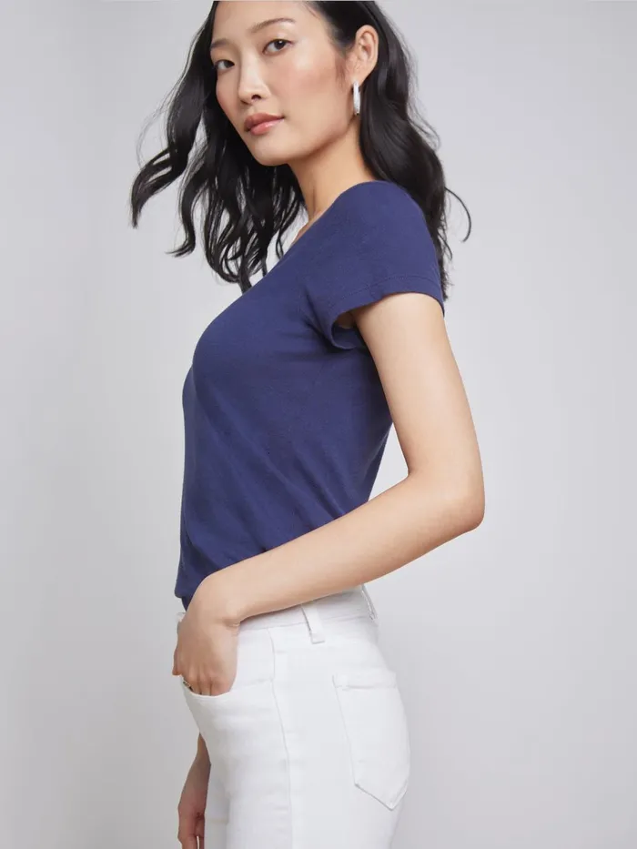 L039Agence Tees Women Becca Cotton VNeck Tee Navy L039Agence Tees Women Becca Cotton VNeck Tee Navy