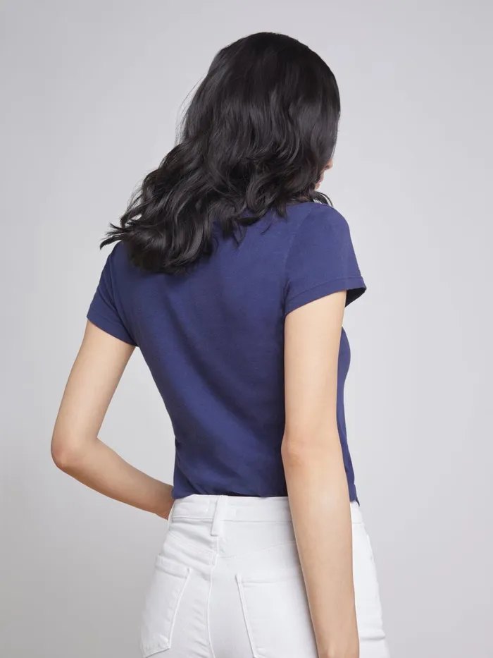 L039Agence Tees Women Becca Cotton VNeck Tee Navy L039Agence Tees Women Becca Cotton VNeck Tee Navy