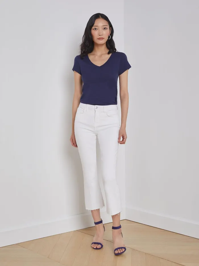 L039Agence Tees Women Becca Cotton VNeck Tee Navy L039Agence Tees Women Becca Cotton VNeck Tee Navy