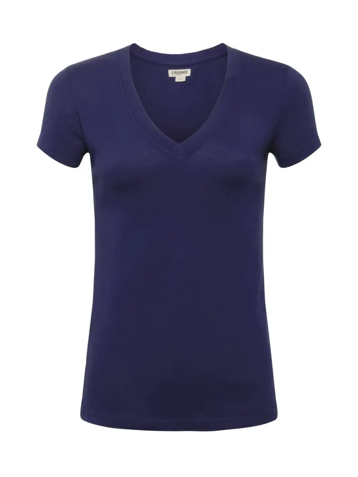L039Agence Tees Women Becca Cotton VNeck Tee Navy L039Agence Tees Women Becca Cotton VNeck Tee Navy