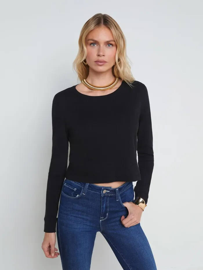 L039Agence Tees Women Benny Cotton Crewneck Tee Black