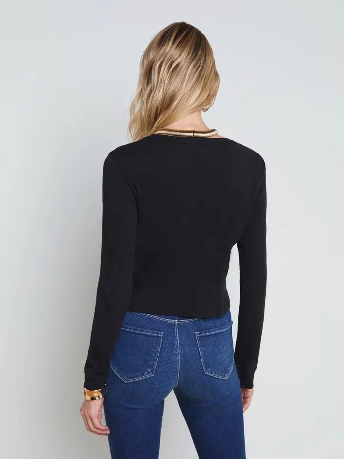 L039Agence Tees Women Benny Cotton Crewneck Tee Black L039Agence Tees Women Benny Cotton Crewneck Tee Black