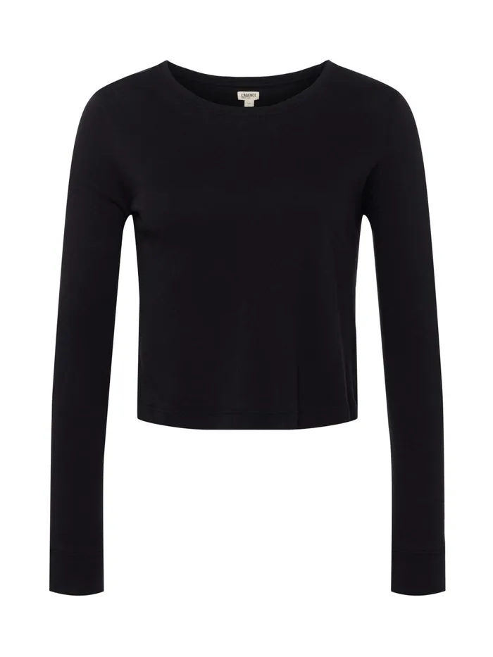 L039Agence Tees Women Benny Cotton Crewneck Tee Black L039Agence Tees Women Benny Cotton Crewneck Tee Black