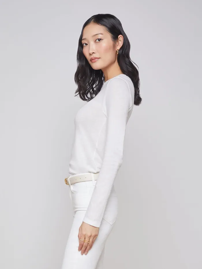 L039Agence Tees Women Tess Long Sleeve Tee White L039Agence Tees Women Tess Long Sleeve Tee White