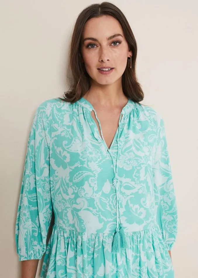 Lara Paisley Print Blouse Aqua Women Phase Eight Shirts and Blouses