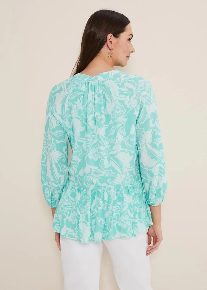 Lara Paisley Print Blouse Aqua Women Phase Eight Shirts and Blouses
