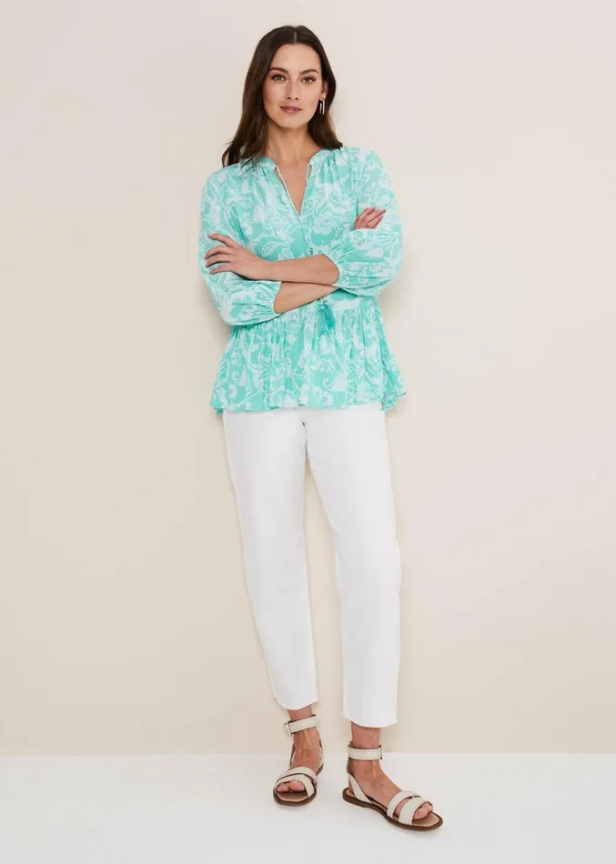 Lara Paisley Print Blouse Aqua Women Phase Eight Shirts and Blouses