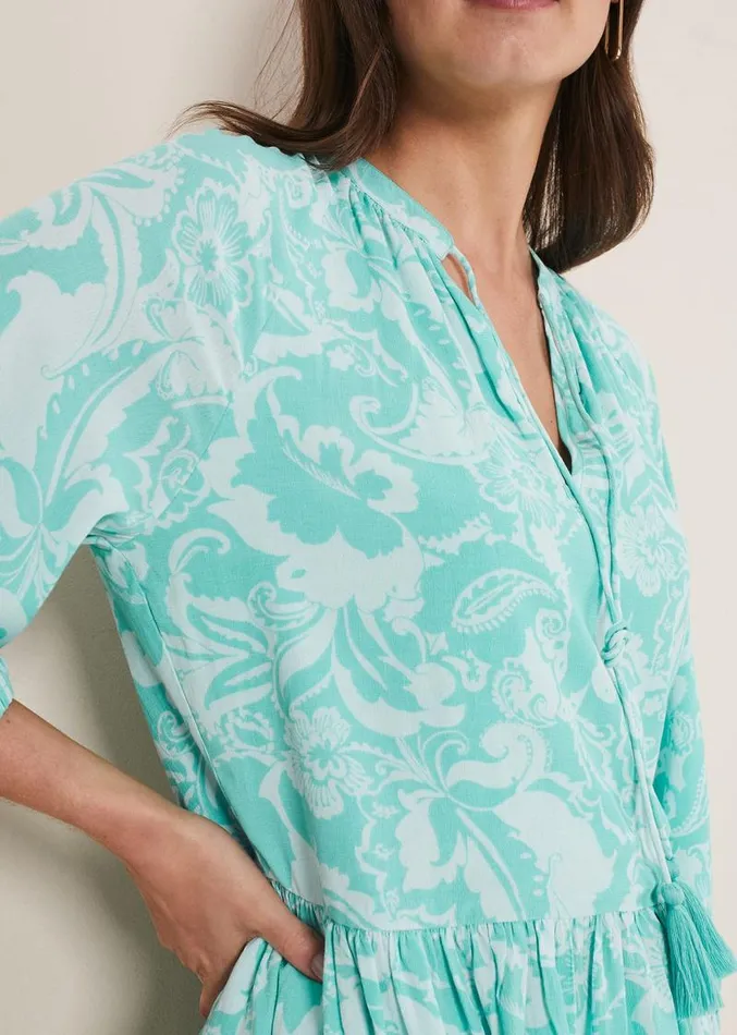 Lara Paisley Print Blouse Aqua Women Phase Eight Shirts and Blouses