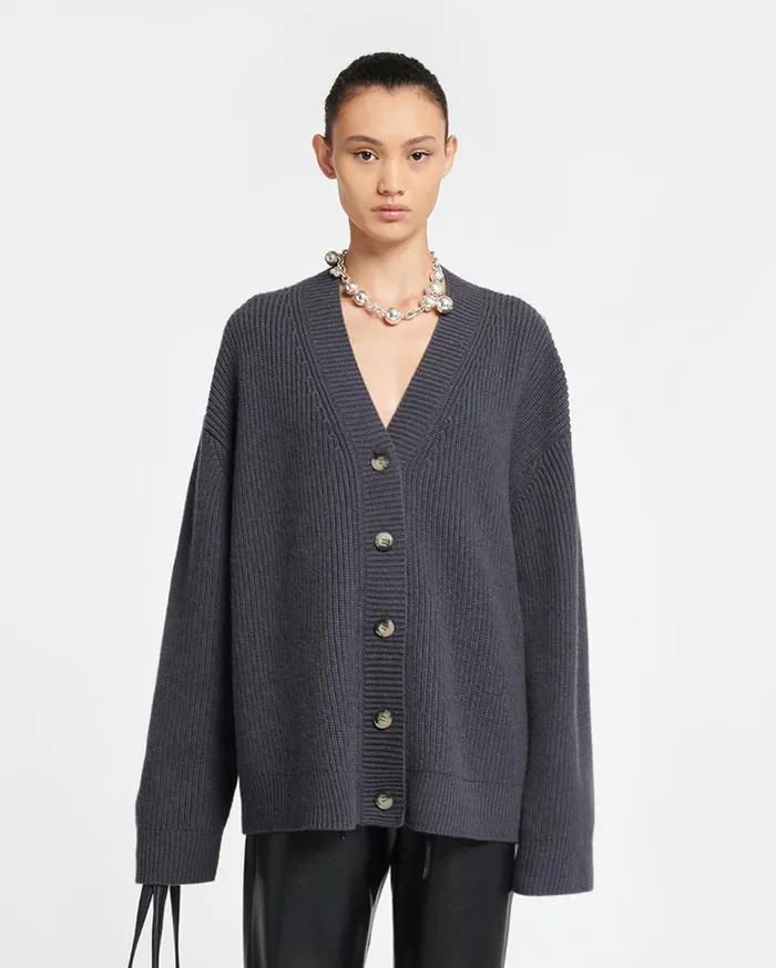 Laran CashmereBlend Cardigan School Grey WomenMen Nanushka Tops