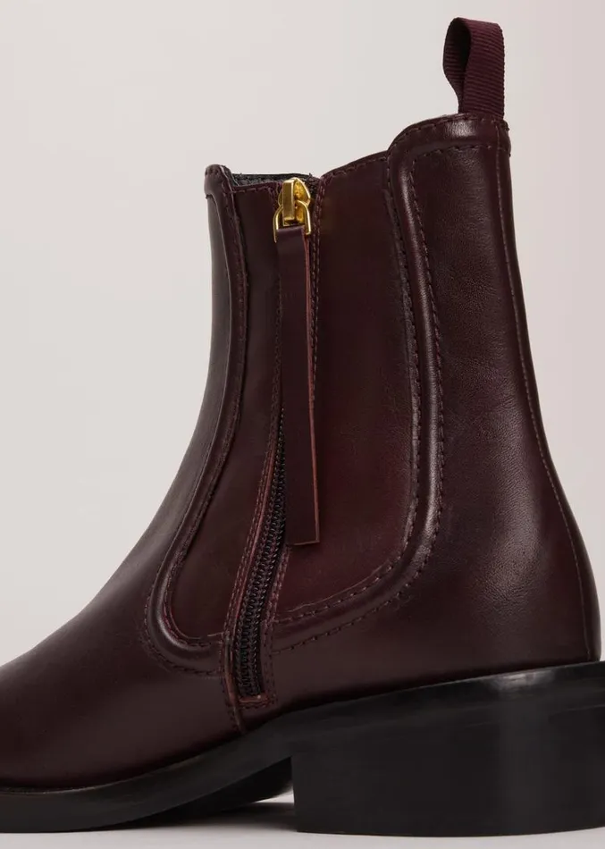 Leather Ankle Boots Burgundy Women Phase Eight Boots