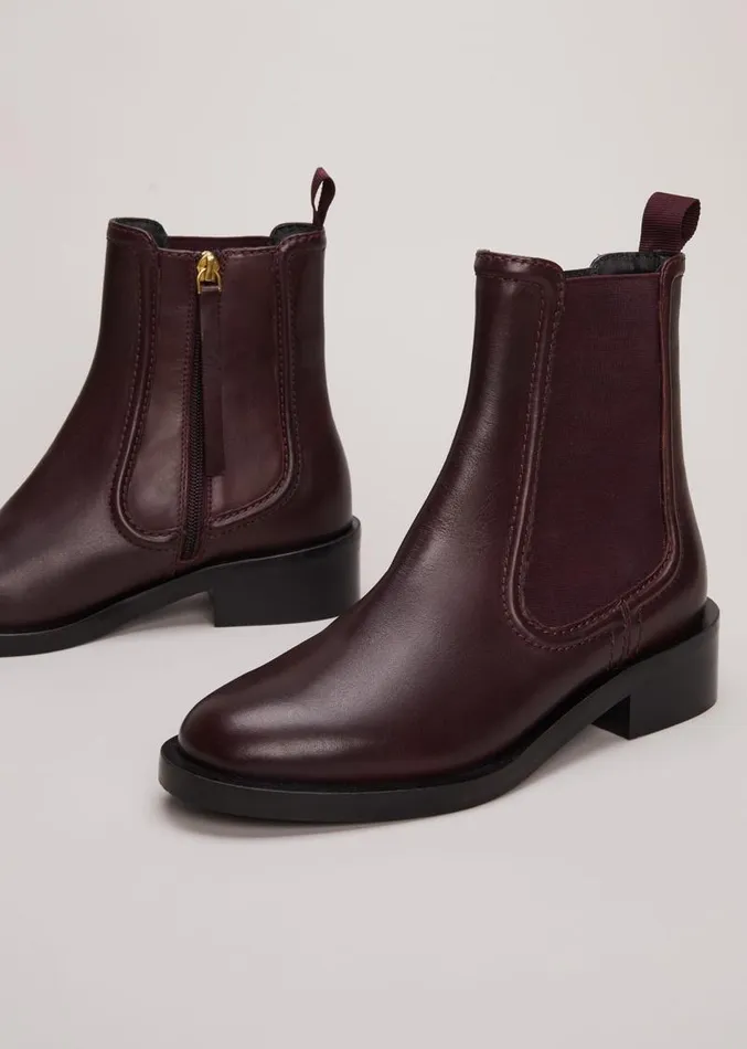 Leather Ankle Boots Burgundy Women Phase Eight Boots