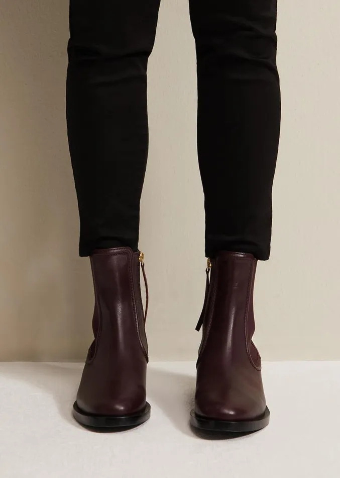 Leather Ankle Boots Burgundy Women Phase Eight Boots