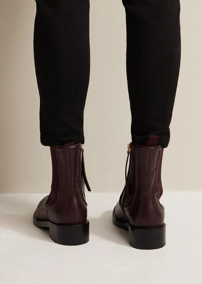 Leather Ankle Boots Burgundy Women Phase Eight Boots