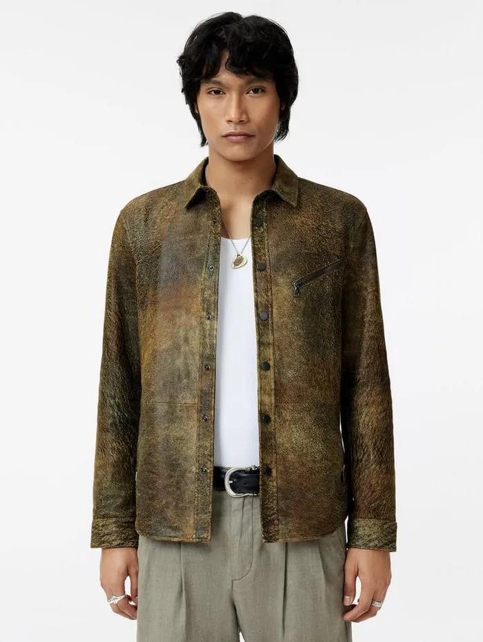Leather Jackets Men John Varvatos KADD SHIRT JACKET Copper