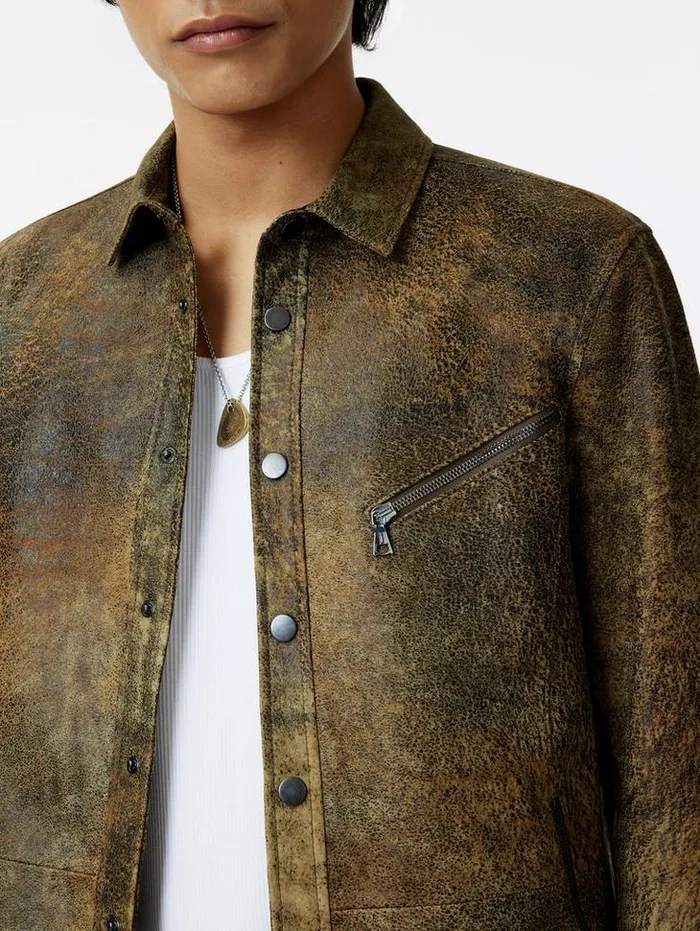 Leather Jackets Men John Varvatos KADD SHIRT JACKET Copper