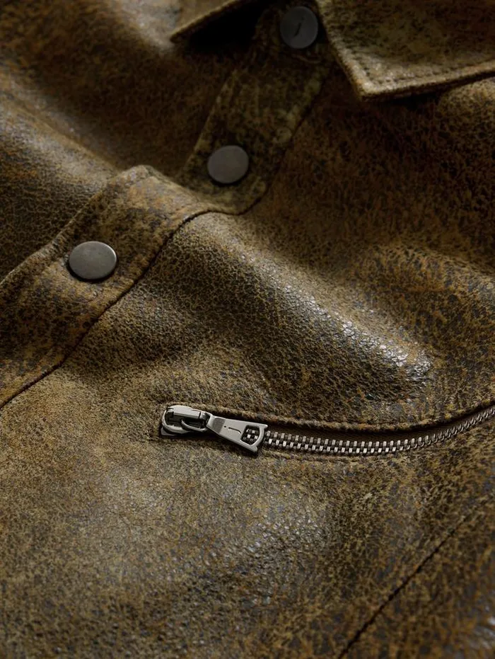 Leather Jackets Men John Varvatos KADD SHIRT JACKET Copper
