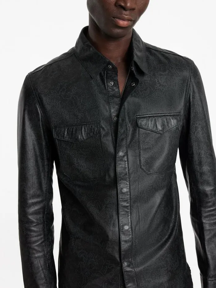 Leather Jackets Men John Varvatos TRAVIS SHIRT JACKET Black