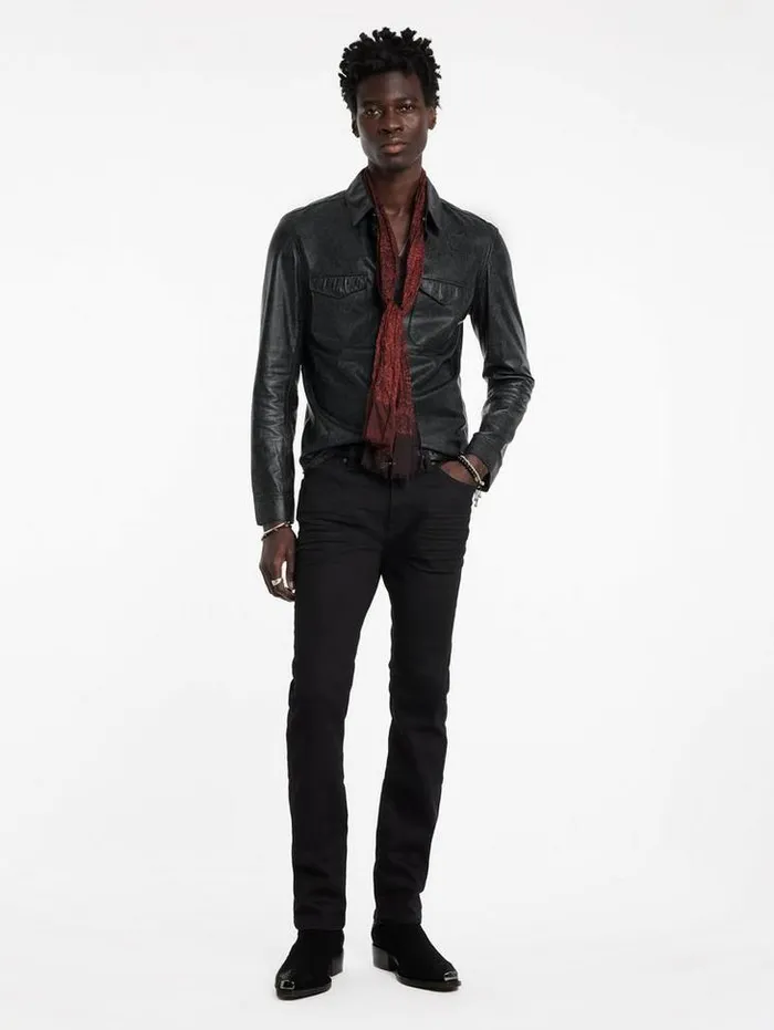 Leather Jackets Men John Varvatos TRAVIS SHIRT JACKET Black