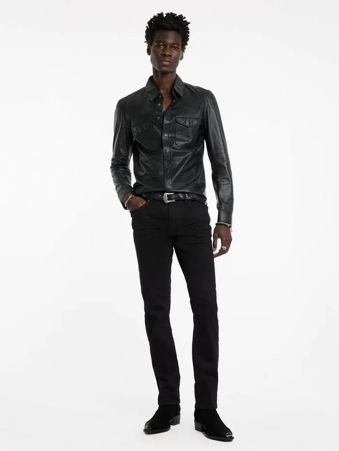 Leather Jackets Men John Varvatos TRAVIS SHIRT JACKET Black