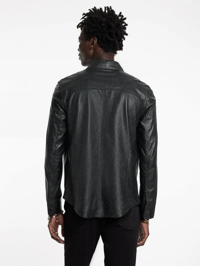 Leather Jackets Men John Varvatos TRAVIS SHIRT JACKET Black