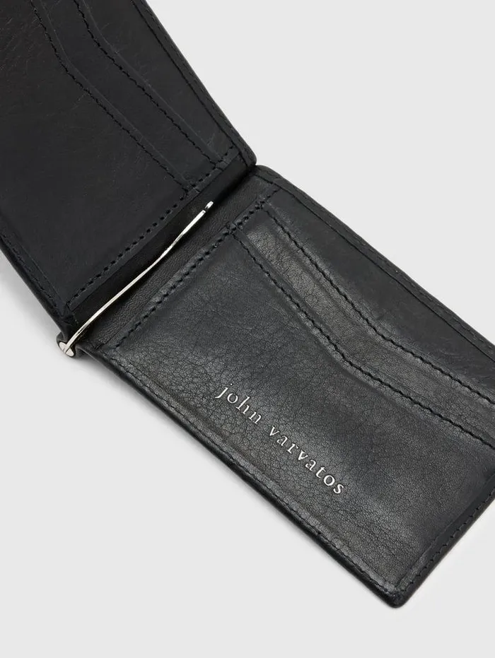 Leather Wallets Men John Varvatos MONEY CLIP BIFOLD Black