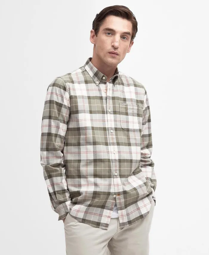 Lewis Tailored LongSleeved Shirt Berwick Blue Tartan Men Barbour Shirts