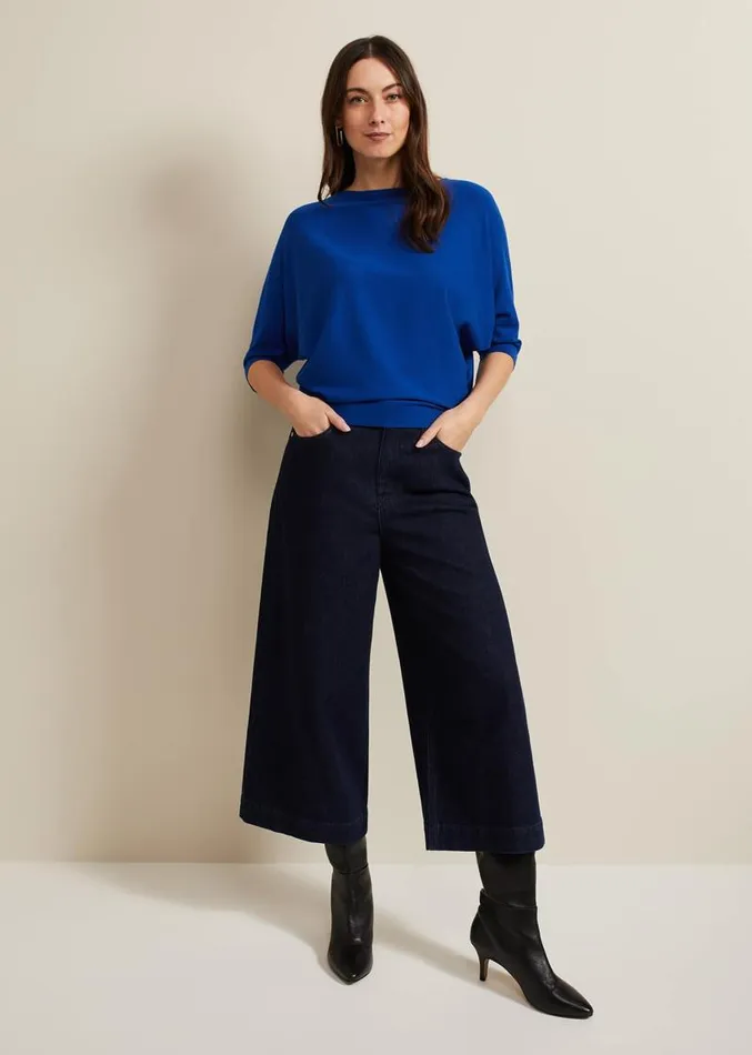 Leyla Dark Wash Denim Culotte Dark Wash Women Phase Eight Trousers