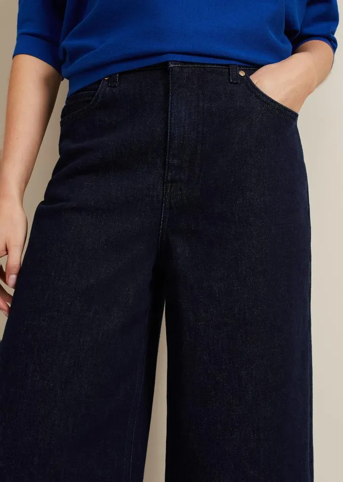 Leyla Dark Wash Denim Culotte Dark Wash Women Phase Eight Trousers