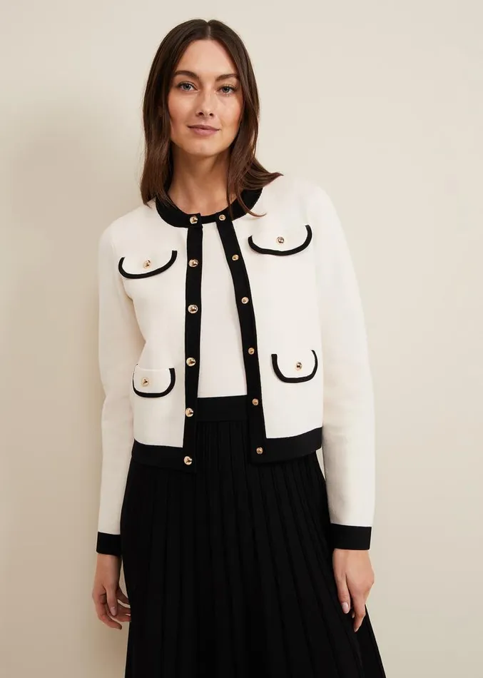 Libby Knit Jacket Blackivory Women Phase Eight Jackets