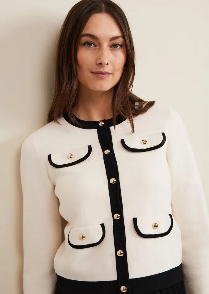 Libby Knit Jacket Blackivory Women Phase Eight Jackets