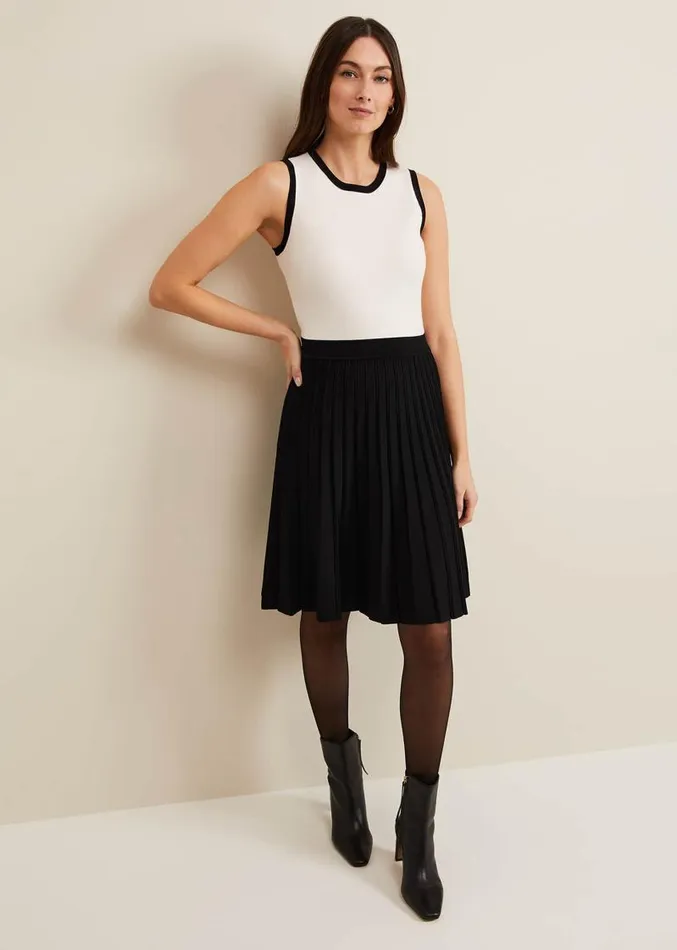 Libby Textured Knit Dress Blackivory Women Phase Eight Dresses