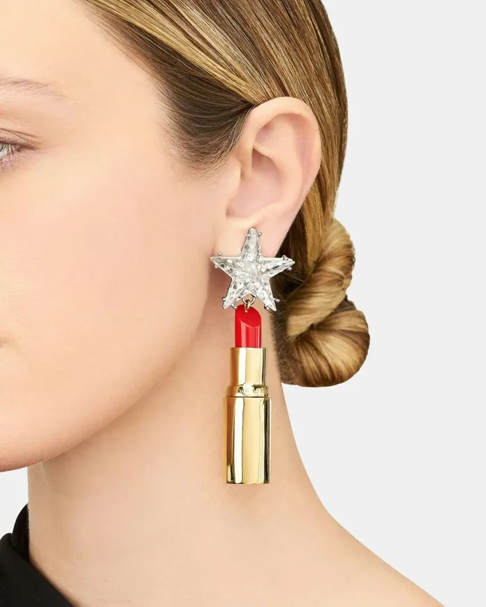 Lipstick Earrings Gold Women Aquazzura Jewelry Lipstick Earrings Gold Women Aquazzura Jewelry
