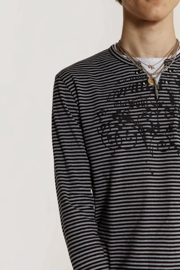 Lithium Stripe Layered Long Sleeve Black Men Jaded London TShirts Lithium Stripe Layered Long Sleeve Black Men Jaded London TShirts