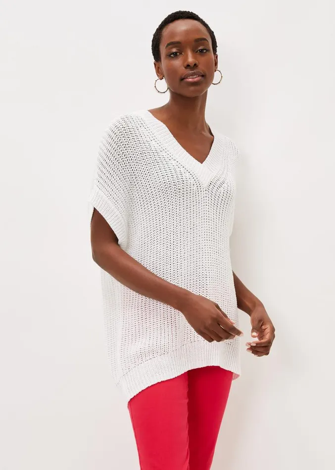 Lizzia VNeck Stitch Knit White Women Phase Eight Knitwear