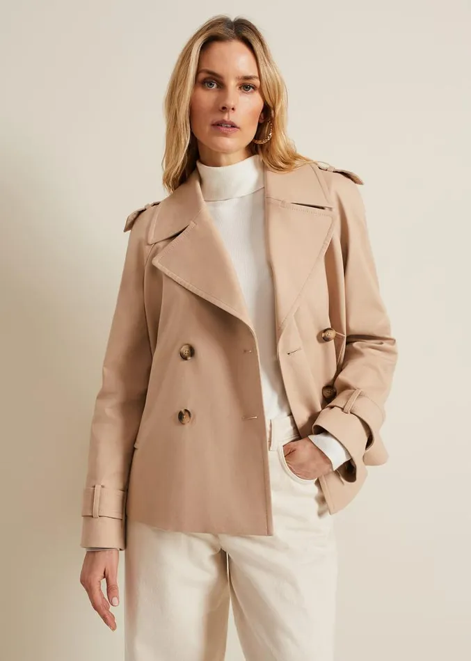 Lola Camel Cropped Trench Jacket Camel Women Phase Eight Jackets