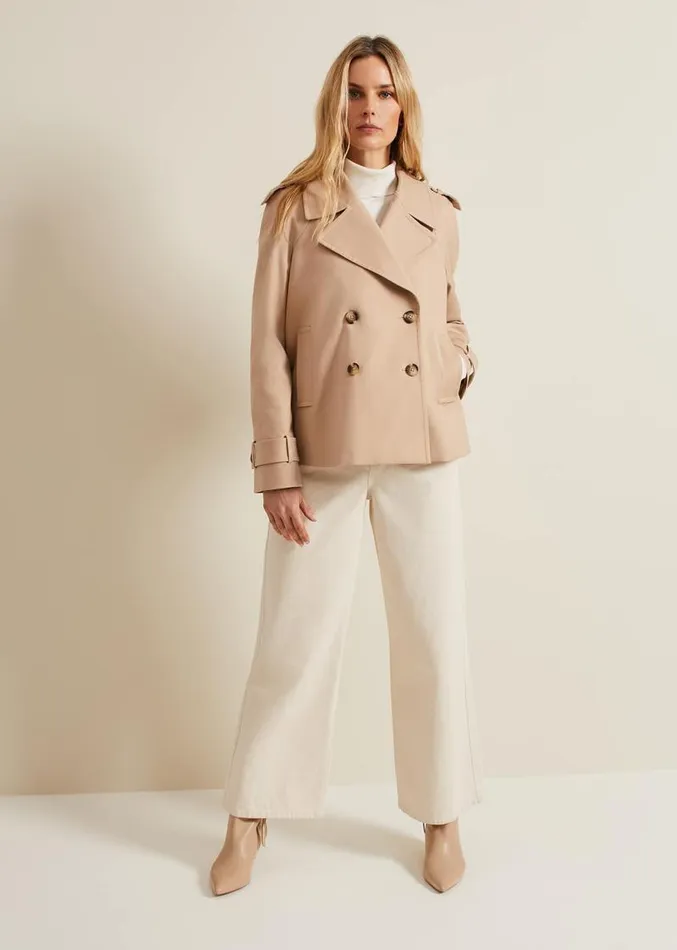 Lola Camel Cropped Trench Jacket Camel Women Phase Eight Jackets