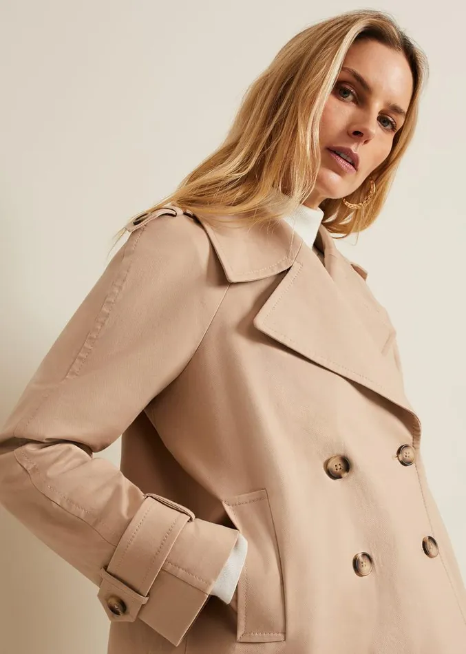 Lola Camel Cropped Trench Jacket Camel Women Phase Eight Jackets