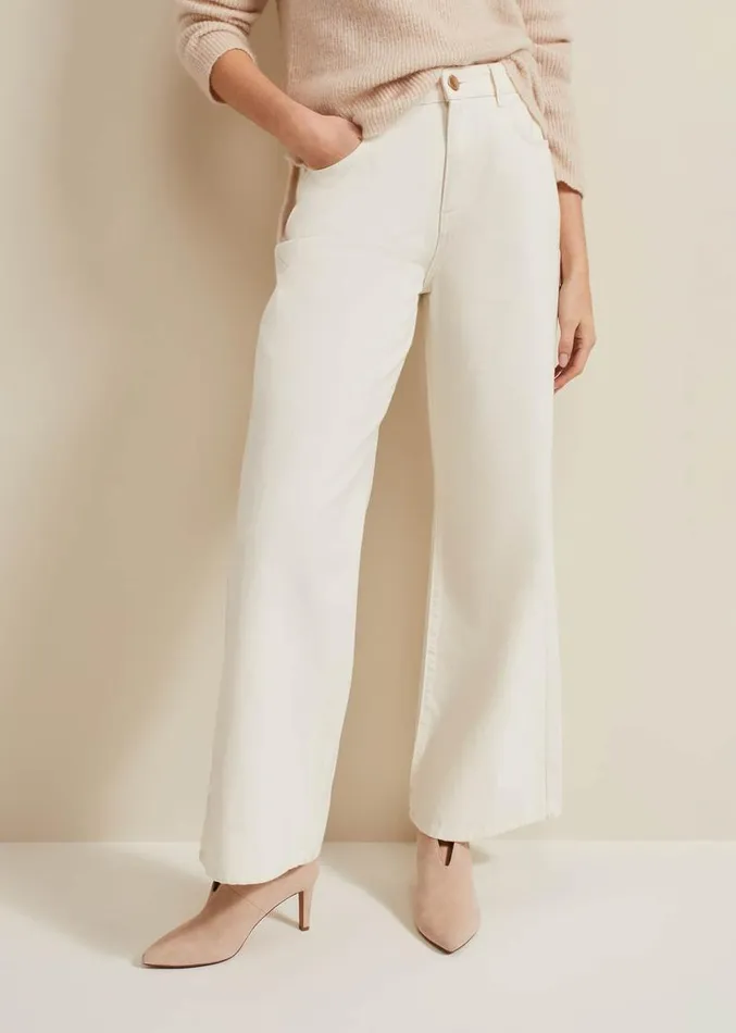 Lorelei Ecru Wide Leg Jean Natural Women Phase Eight Trousers