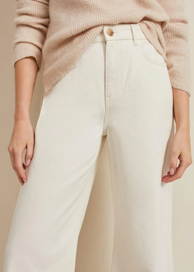 Lorelei Ecru Wide Leg Jean Natural Women Phase Eight Trousers