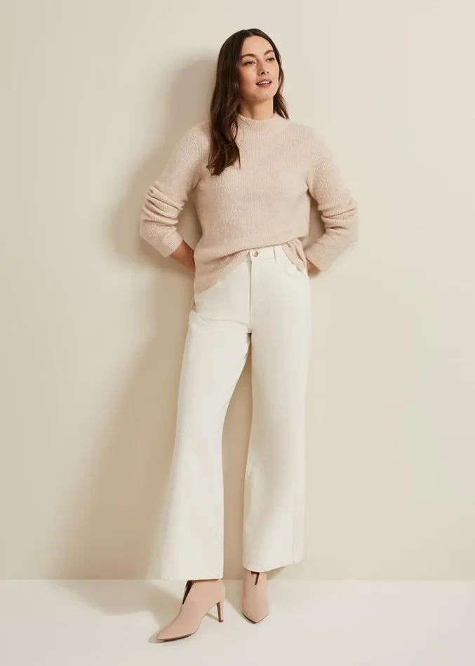 Lorelei Ecru Wide Leg Jean Natural Women Phase Eight Trousers