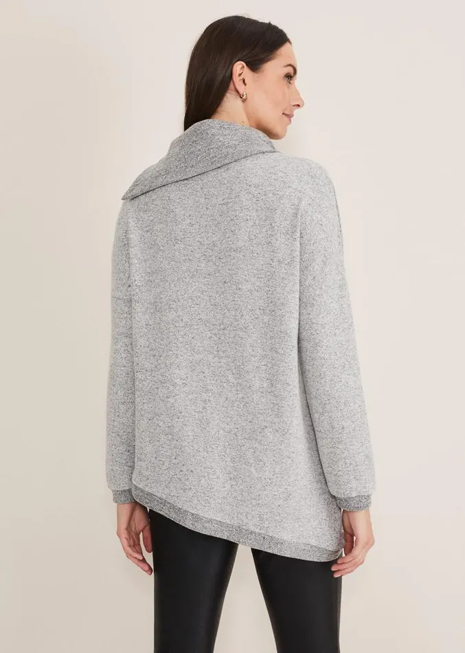 Lorella Split Snuggle Top Grey Women Phase Eight Tops and TShirts