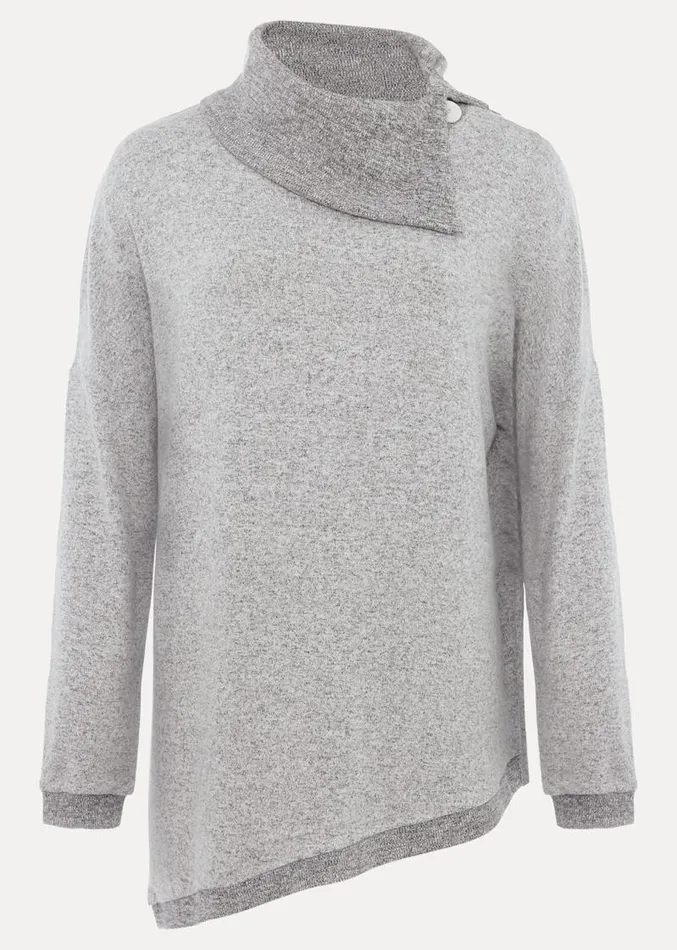 Lorella Split Snuggle Top Grey Women Phase Eight Tops and TShirts