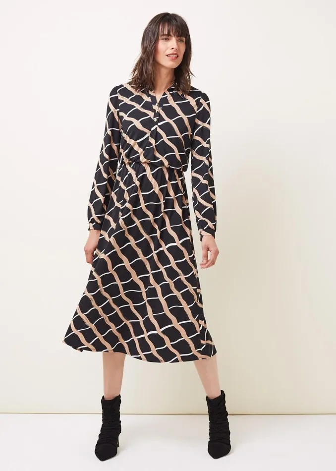 Loren Check Shirt Dress Blackcamel Women Phase Eight Dresses