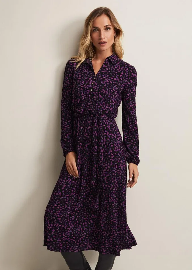 Loretta Floral Midi Dress Blackmulti Women Phase Eight Dresses