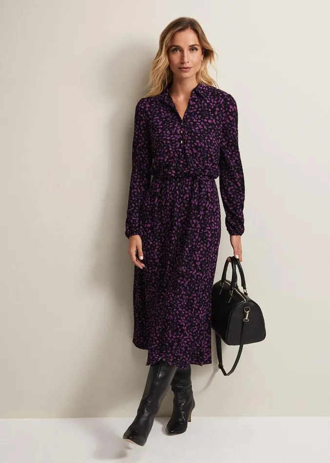 Loretta Floral Midi Dress Blackmulti Women Phase Eight Dresses