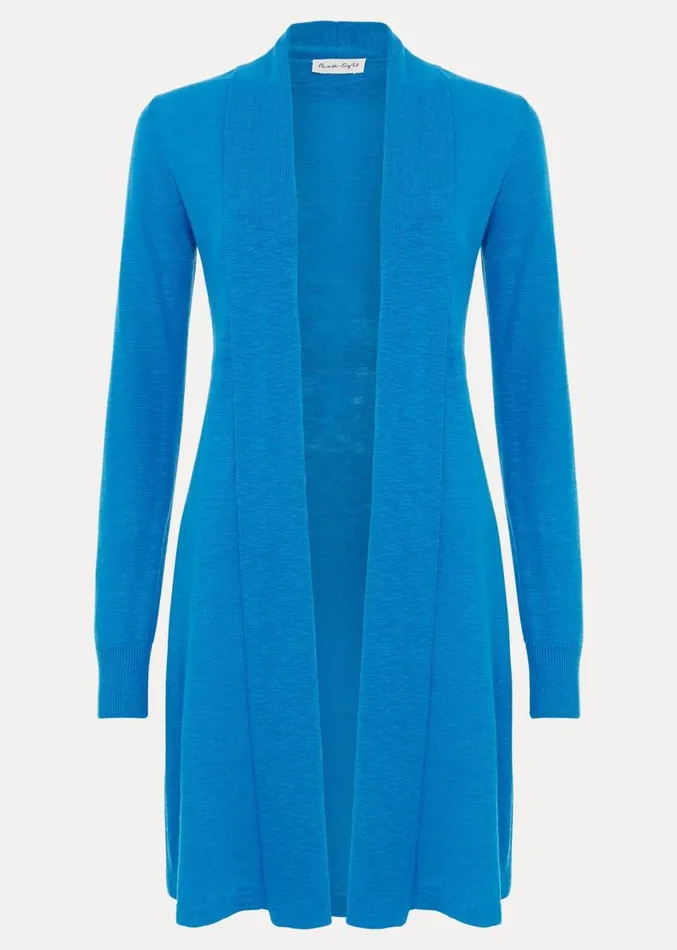 Louise Linen Longline Cardigan Blue Women Phase Eight Knitwear